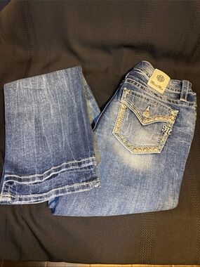Miss Me Blue Bootcut Jeans with Embroidered Pocket